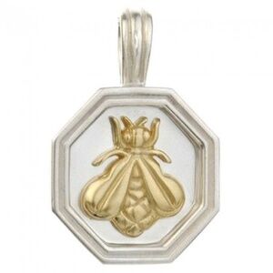 Designer SLANE ~JUMBO 18K GOLD BEE 🐝 Enhancer Pendant Sterling Silver 18g RARE!